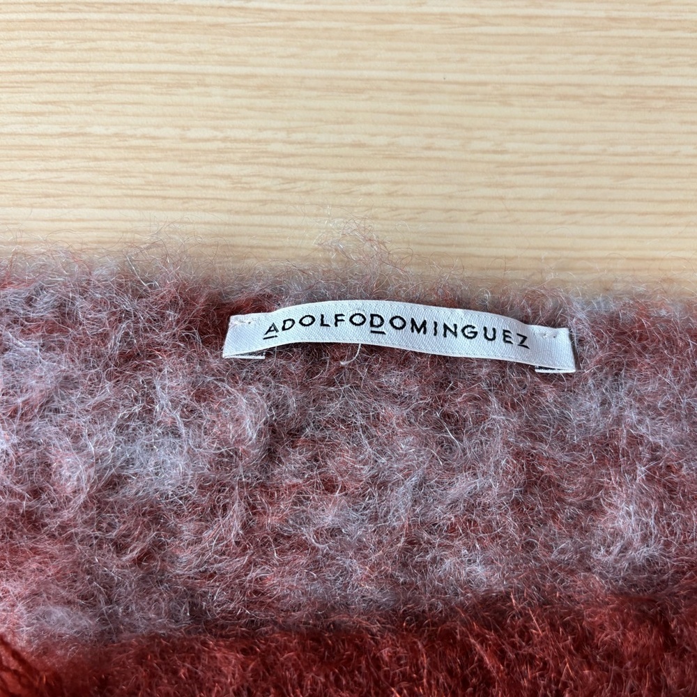 Adolfo Dominguez Vintage Mohair Scarf Fuzzy Red and Purple - Picture 3 of 4